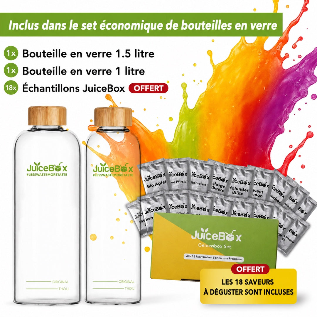 JuiceBox™ Set économique gourdes en verre