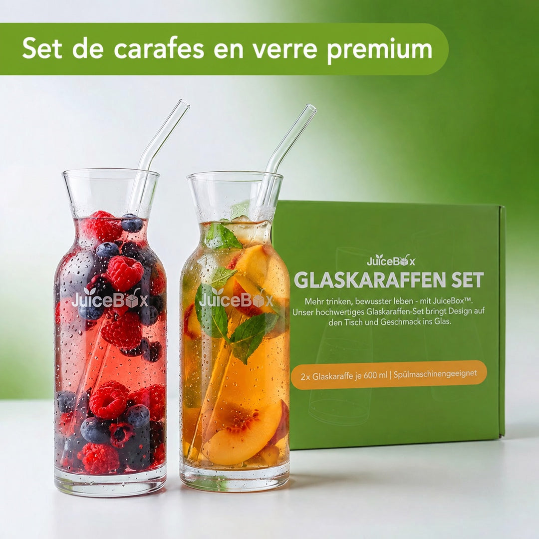 JuiceBox Set Carafes en Verre - 2x 600ml