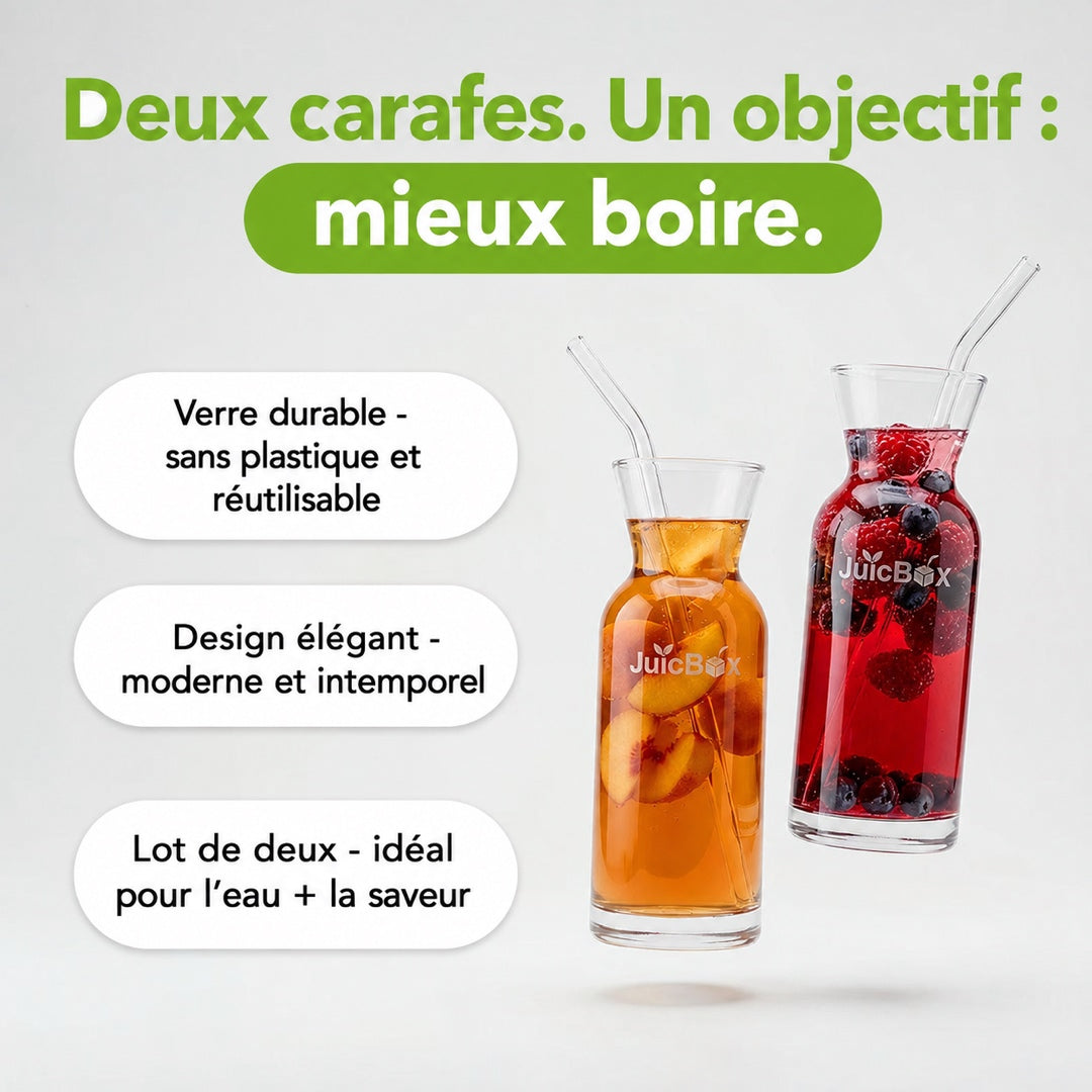 JuiceBox Set Carafes en Verre - 2x 600ml