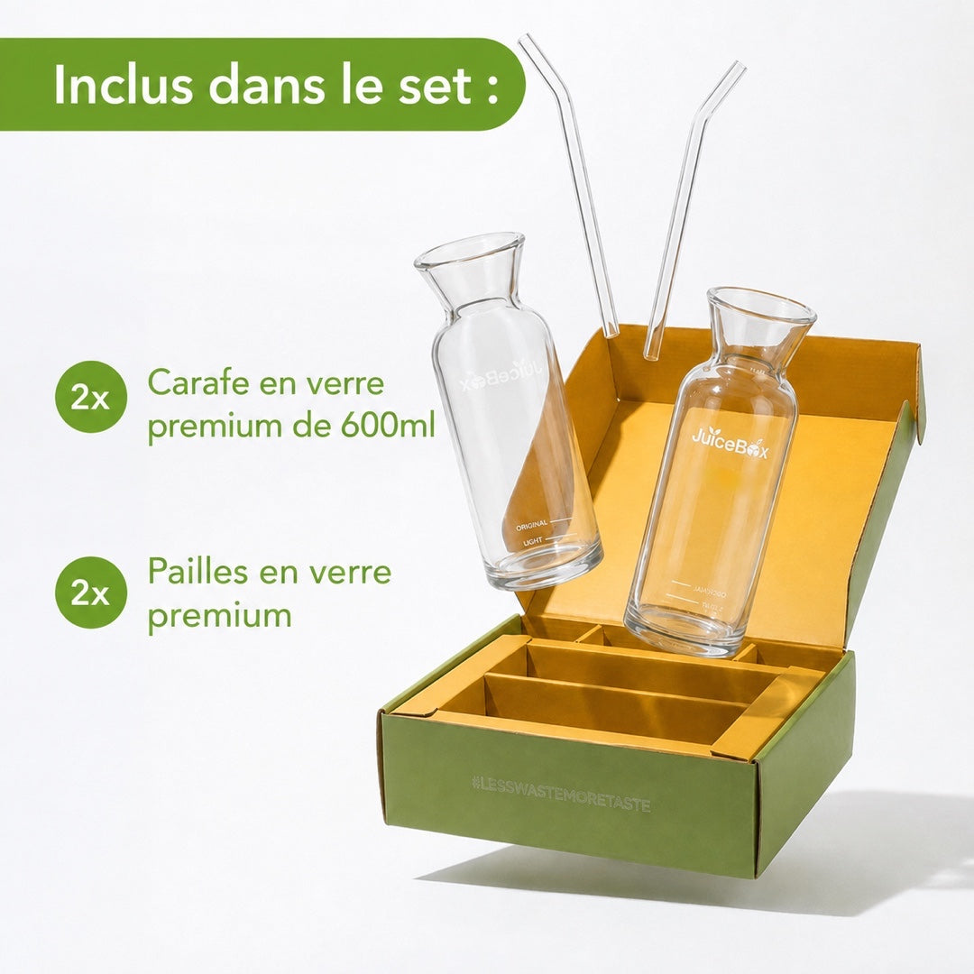 JuiceBox Set Carafes en Verre - 2x 600ml