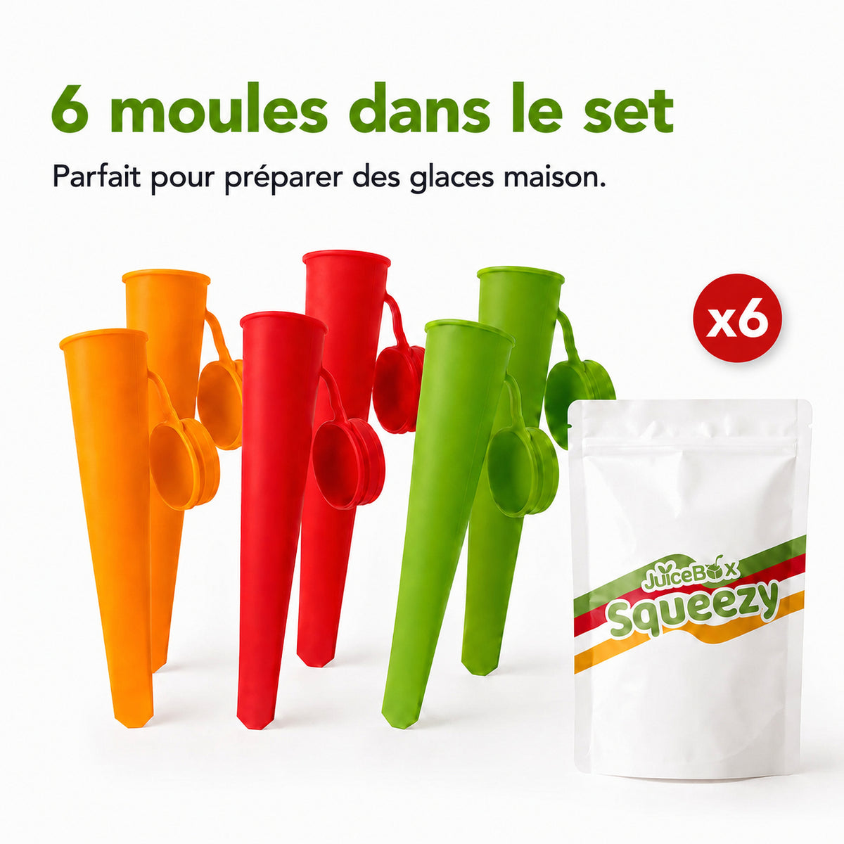 JuiceBox™ Squeezy Lot de 6 moules à glace