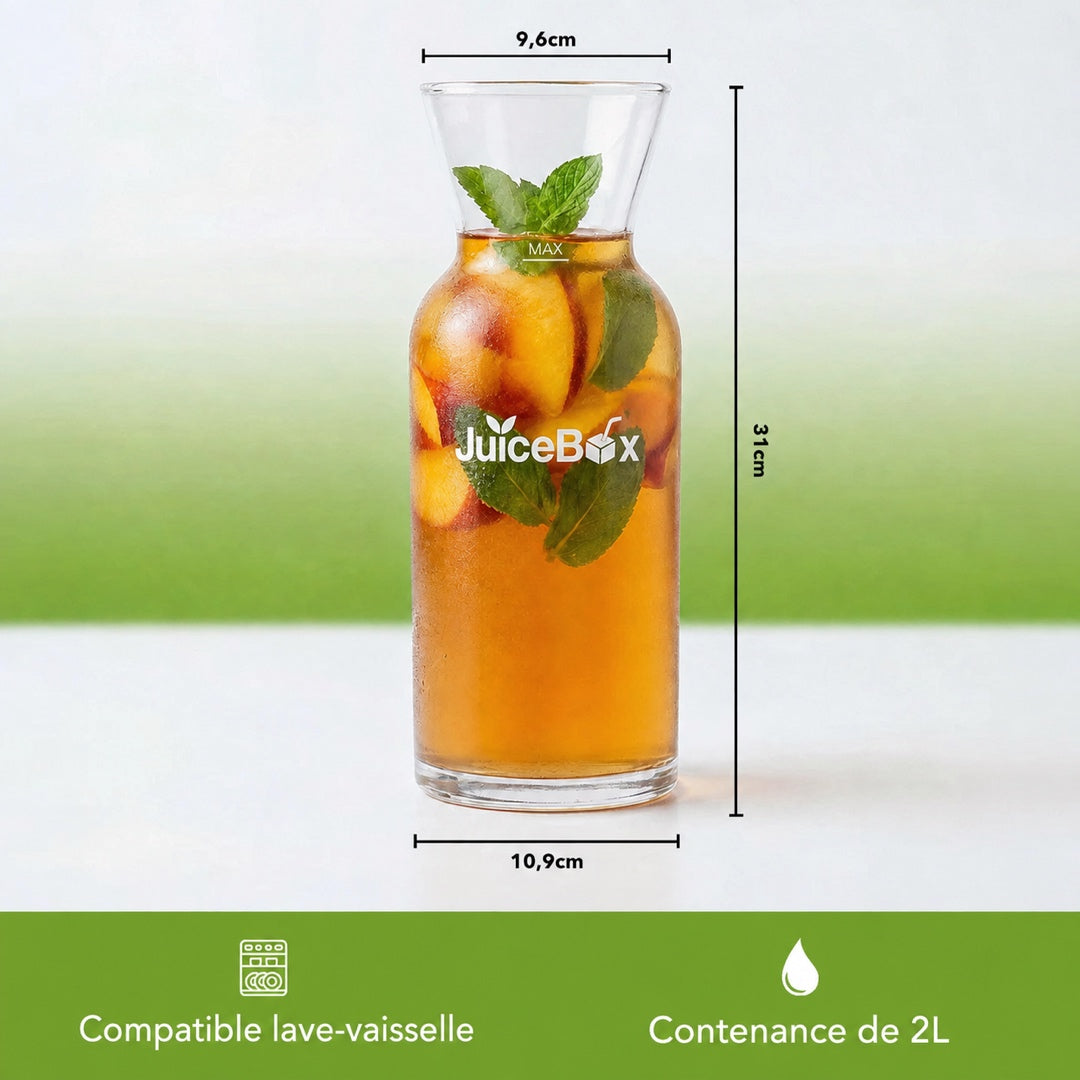 JuiceBox Carafe en Verre - 2 Litres