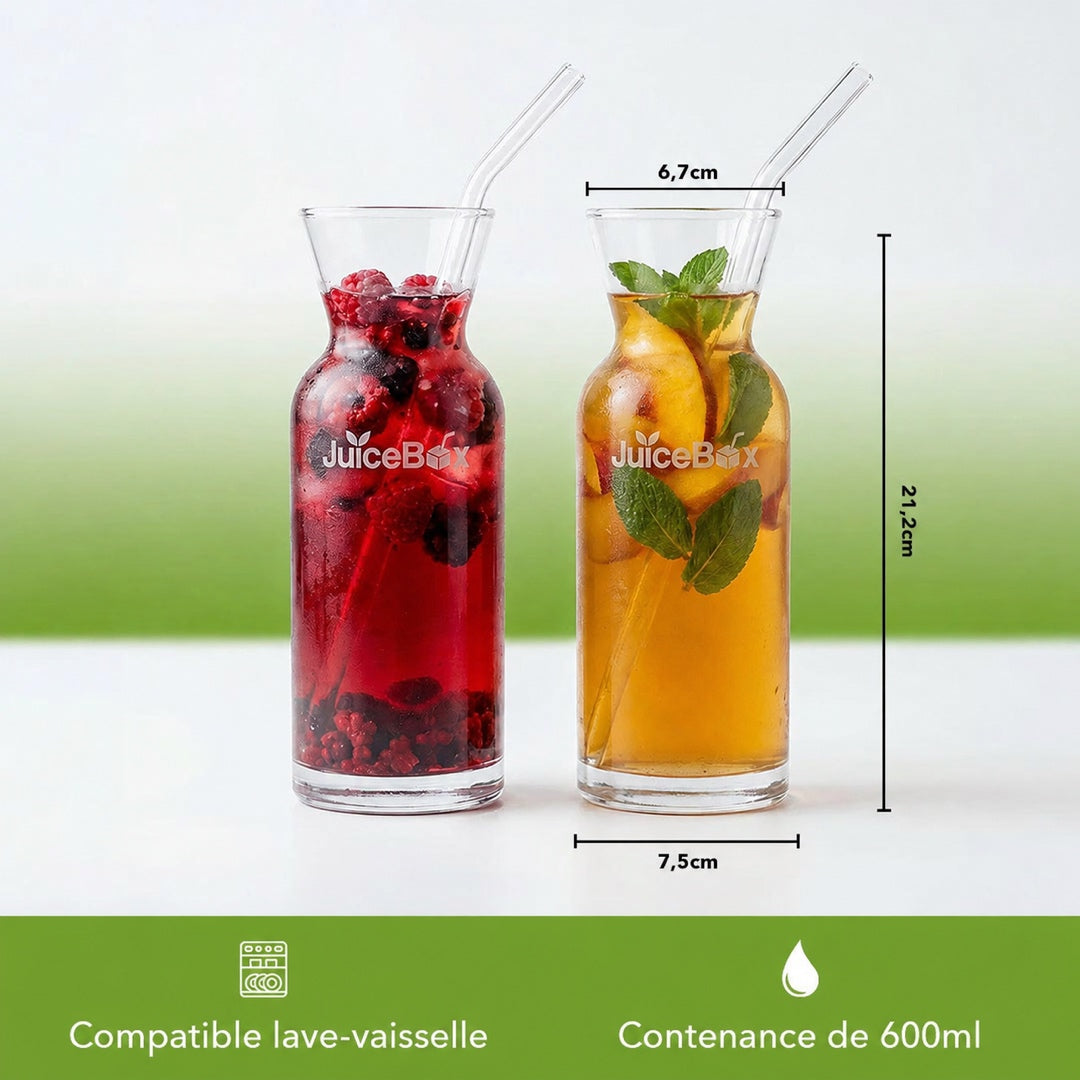 JuiceBox Set Carafes en Verre - 2x 600ml