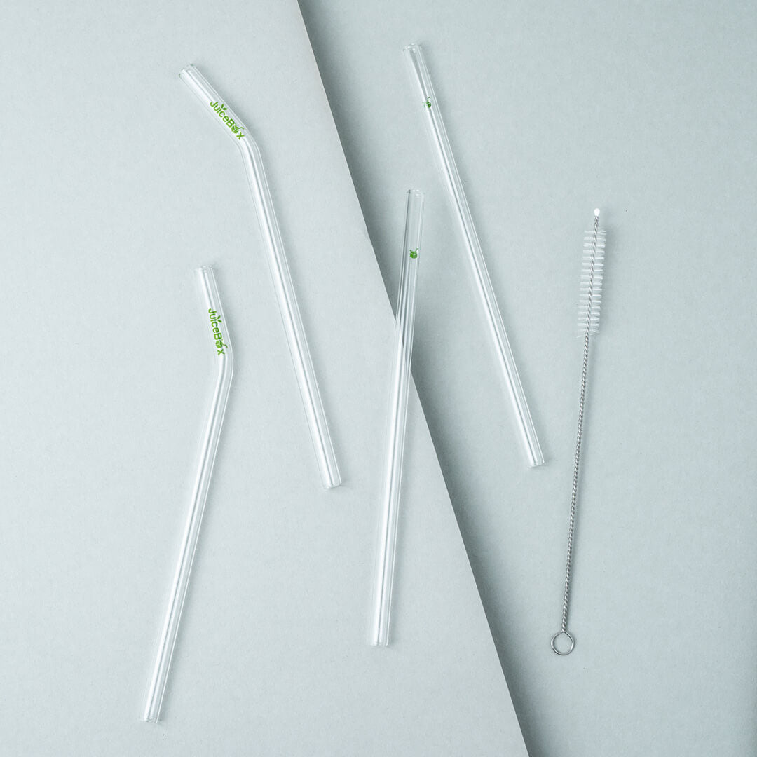 JuiceBox™ Lot de pailles en verre 4+1