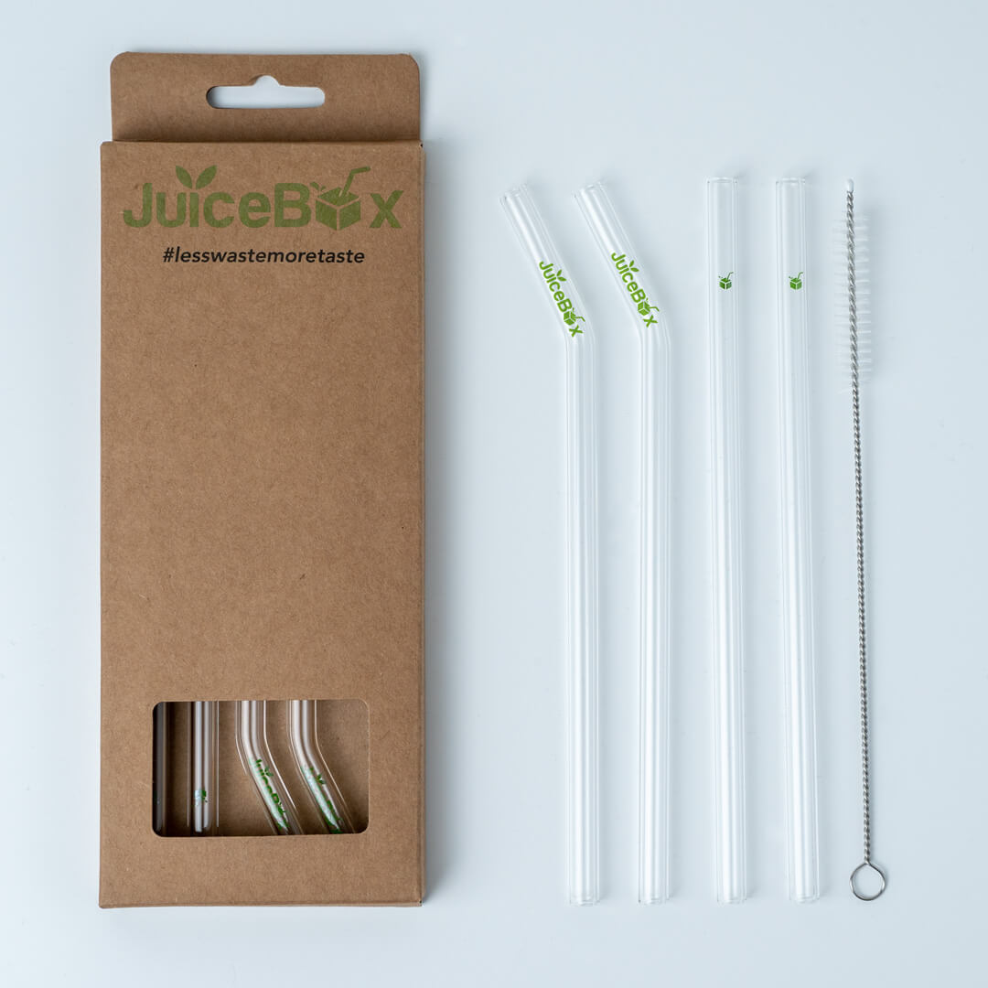 JuiceBox™ Lot de pailles en verre 4+1