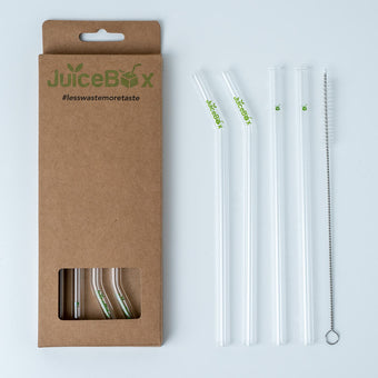 JuiceBox™ Lot de pailles en verre 4+1