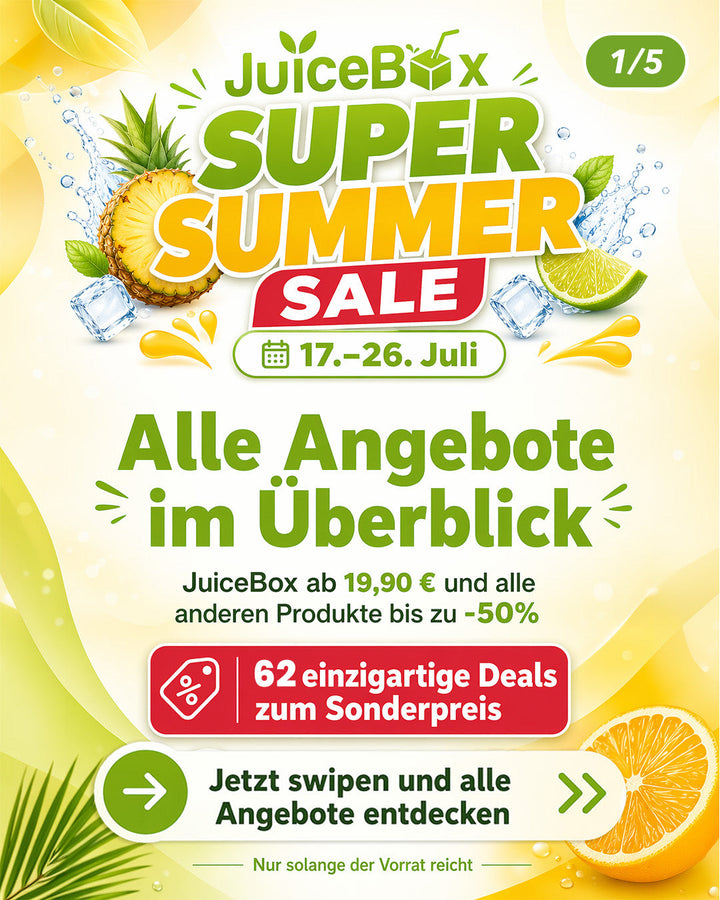 Toutes les offres en un coup d’œil : JuiceBox à partir de 19,90 € et tous les autres produits jusqu’à −50%