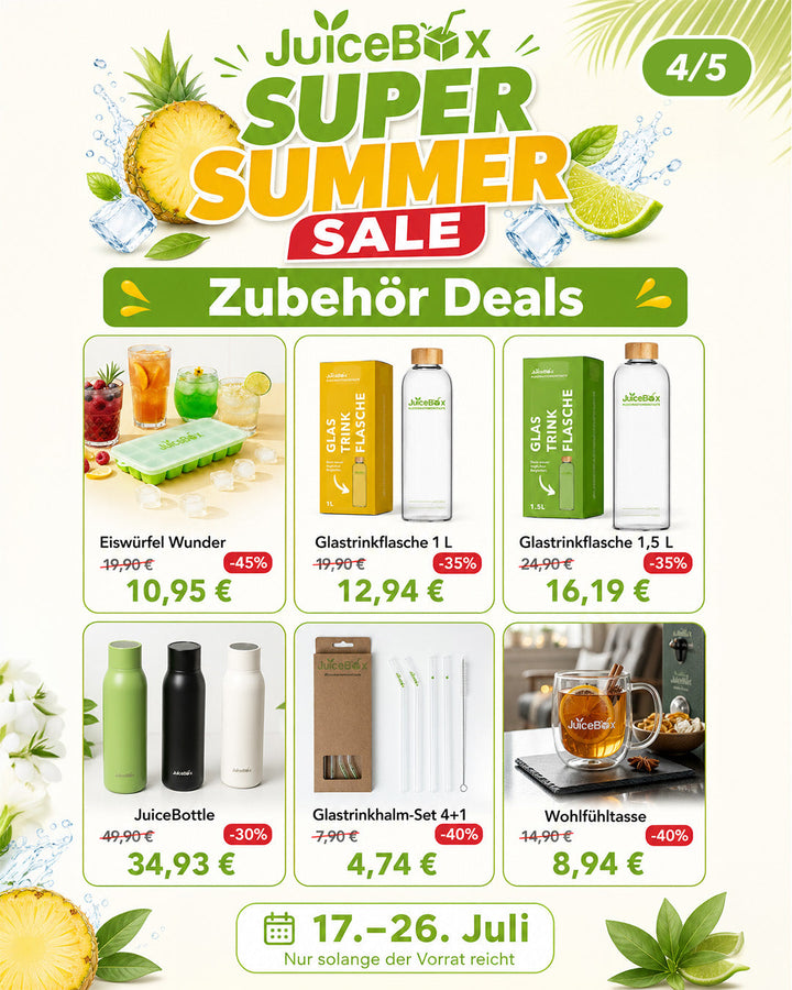 Offres accessoires : moules à glaçons, gourdes en verre, JuiceBottle et plus
